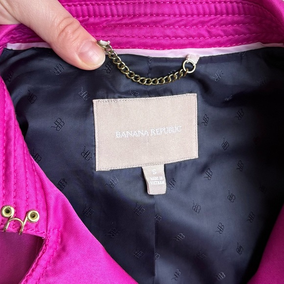 Banana Republic Fuchsia Double-Breasted Short Trench Coat Size S Spring Style - Picture 4 of 10